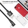 90 Degree USB Cable For iPhone Fast Charging Cable For iPad USB Charger Cable L Type Mobile Phone Data Cable