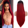 Wine Red Wigs Long Straight Burgundy Synthetic Wig for Women and Ladies Natural Hairline Middle Part Cosplay Party Wigs