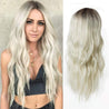 66cm Long Blonde Wig For Women, Elegant Platinum Blonde Color Ombre Hair Wig, 26-inch Of Pure Premium Synthetic Hair Long Wavy Hair WigYUNKAI