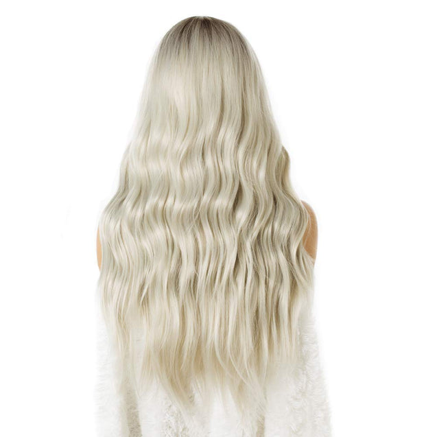 66cm Long Blonde Wig For Women, Elegant Platinum Blonde Color Ombre Hair Wig, 26-inch Of Pure Premium Synthetic Hair Long Wavy Hair WigYUNKAI