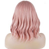 14'' Short Curly Women Girl's Charming Synthetic Wig with Air Bangs Wig Cap Included (Lovely Pink)