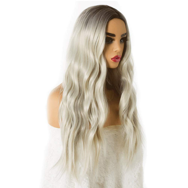 66cm Long Blonde Wig For Women, Elegant Platinum Blonde Color Ombre Hair Wig, 26-inch Of Pure Premium Synthetic Hair Long Wavy Hair WigYUNKAI