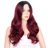 Wigs for Women Long Curly Wig Black to Red Wavy Synthetic Party Wigs Burgundy Middle Part Full Wigs Heat Resistant Fiber Halloween Cosplay Wigs