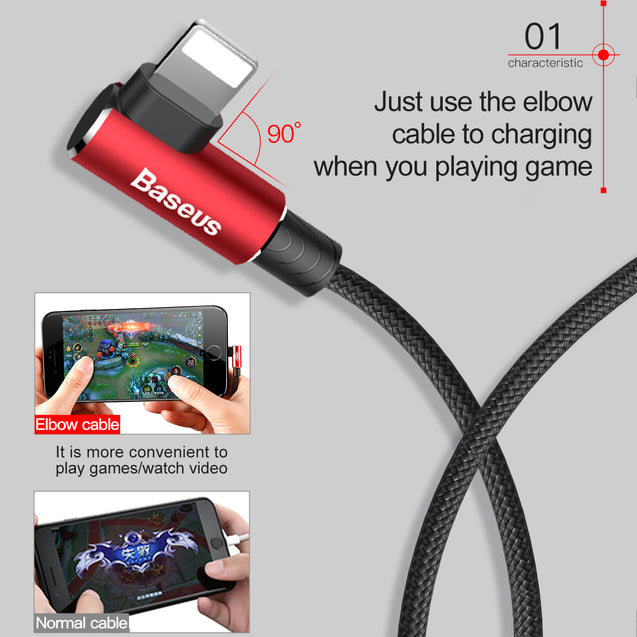 90 Degree USB Cable For iPhone Fast Charging Cable For iPad USB Charger Cable L Type Mobile Phone Data Cable