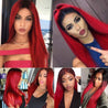 Wine Red Wigs Long Straight Burgundy Synthetic Wig for Women and Ladies Natural Hairline Middle Part Cosplay Party Wigs