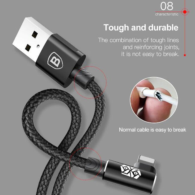 90 Degree USB Cable For iPhone Fast Charging Cable For iPad USB Charger Cable L Type Mobile Phone Data Cable